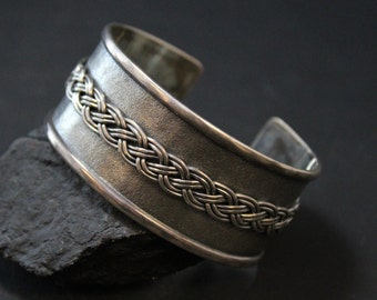 Vintage Sterling Silver Textured Braided Cuff Bracelet