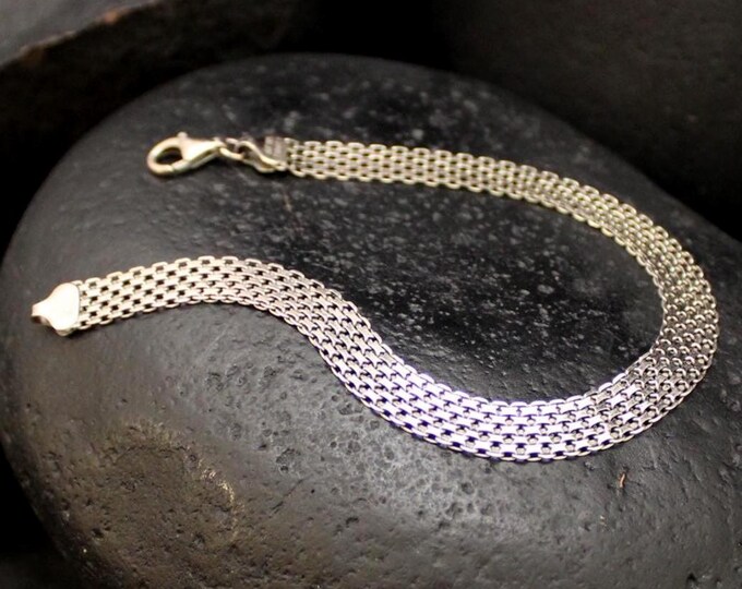Vintage Gold Plated Silver Classic Specialty Chain Bracelet, VTG Mid-Century Modern Minimalist Link Bracelet, 8 inches long