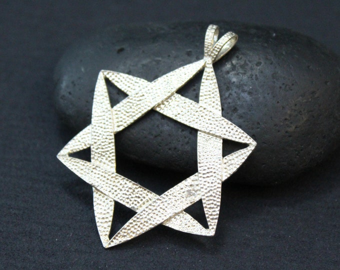 Sterling Star of David Pendant, Star Necklace, Jewish Star Pendant, Textured Sterling Silver Pendant Signed JC Ferrara