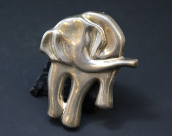 Unique Sterling Silver Large Hollow Modernist Signed ZINA Elephant Brooch Pin