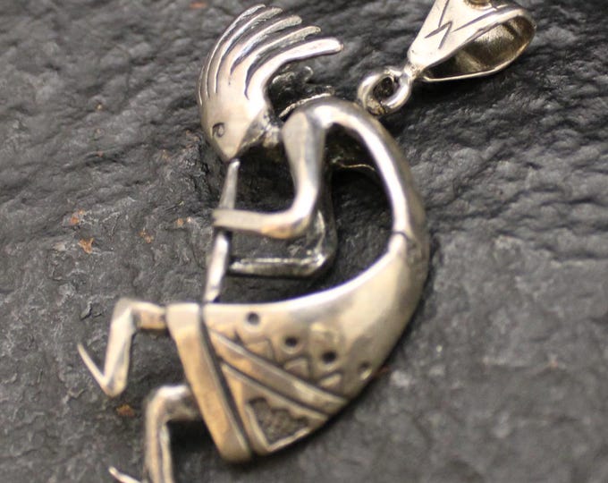 Vintage Sterling Silver Kokopelli Artist Made Pendant, VTG 925 Southwestern 3D Folk Art Pendant, Silver Artisanal Kokopelli Jewelry