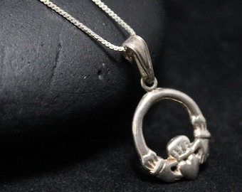 Sterling Silver Claddagh Necklace, Dainty Claddagh Necklace, Sterling Irish Necklace, Irish Jewelry, Silver Claddagh Jewelry, Silver Irish