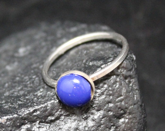 Sterling Silver Lapis Ring, Dainty Sterling Silver Lapis Ring, Lapis Lazuli Stacker Sterling Silver Ring, Minimalist Lapis Lazuli Ring