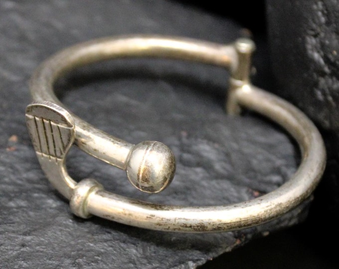 VTG Mexican Silver Adjustable Hinged Bracelet, Vintage 925 Sterling Silver Minimal Abstract Bangle, Brutalist Modernist Jewelry