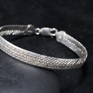 Sterling Silver Milor Italian Mesh Link Bracelet, Vintage Italian Silver Bracelet, Everyday Sterling Silver Bracelet, Herringbone Chain
