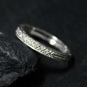 Platinum and Diamond .2 tcw Engraved With Milgrain Detail Wedding Band Ring Size 9, Diamond Eternity Band, Platinum Diamond Bridal Jewelry