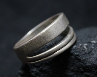 Sterling Silver Modernist Cut Out Wide Ring, Retro Sterling Ring, Vintage Sterling Jewelry, Wide Sterling Band, Organic Sterling Ring