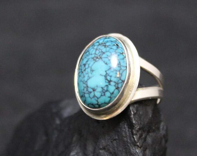 Sterling Silver Spiderweb Turquoise Ring