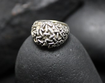 Sterling Silver 925 Cluster Ring, Sterling Silver Brutalist Era Ring, Vintage Bars and Rods Cluster Ring,