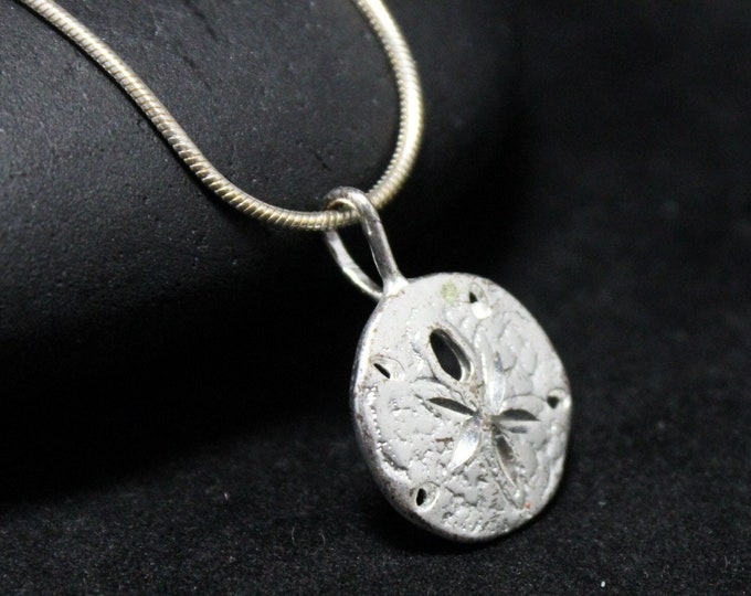 Sterling Silver Sand Dollar Necklace, Sand Dollar Shaped Pendant, Sand Dollar Jewelry, Beach Necklace, Beach Theme Jewelry, Shell Necklace