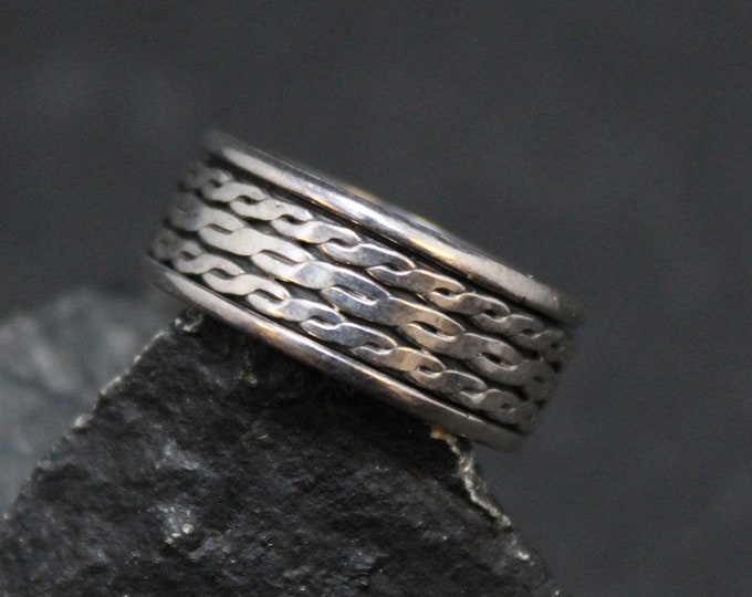 Sterling Silver Spinning Band Ring, Sterling Spinning Ring, Sterling Braid Pattern Ring, Sterling Band Ring, Sterling 925 Silver