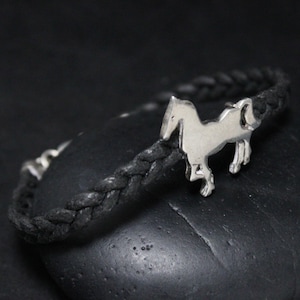 Sterling Silver And Braided Leather Horse Charm Bracelet, Sterling Horse Jewelry, Cowgirl Jewelry, Rodeo Jewelry, Gift For Horse Lover