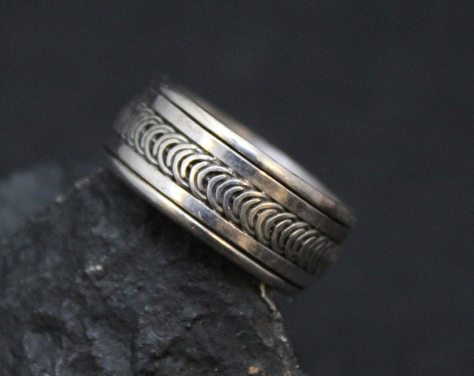 Sterling Silver Spinning Band Ring, Sterling Spinning Ring, Sterling Pattern Ring, Sterling Spin Band Ring, Sterling