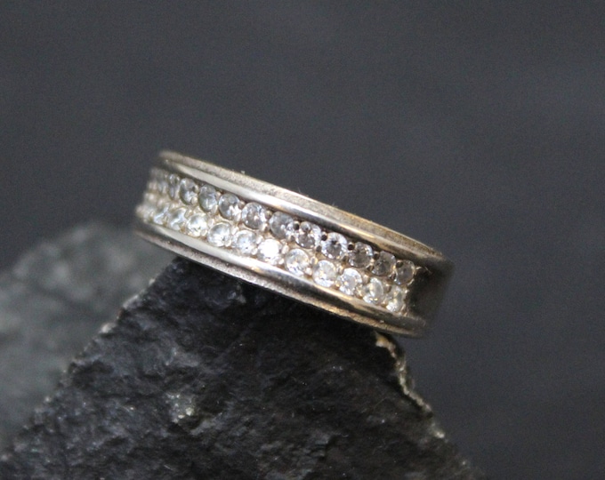 Sterling Silver Pave CZ Band Ring, Sterling Silver CZ Jewerly, Pave Cubic Zirconia Ring, Modern Sterling Silver CZ Band Ring