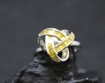 Sterling Silver Overlapping Citrine Inlay Statement Ring