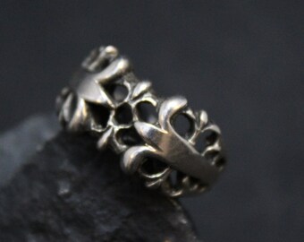 Sterling Silver Fleur de Lis Ring, Sterling Fleur De Lis Jewelry, Unisex Sterling Silver Ring, Ornate Sterling Ring, Boho Sterling Ring