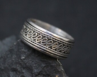 Sterling Silver Spinning Band Ring, Sterling Spinning Ring, Sterling Wave Pattern Ring, Sterling Band Ring, Sterling
