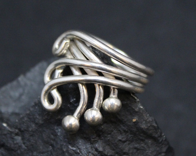 Simple Sterling Silver Swirl Bypass Ring, Sterling Swirl Ring, Sterling Ring with Swirl Design, Sterling Swirl Jewelry, Simple Sterling Ring
