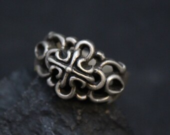 Sterling Silver Ornate High Relief Biker Ring, Sterling Celtic Jewelry, Sterling Biker RIng, Ornate Sterling Ring, Boho Sterling Ring