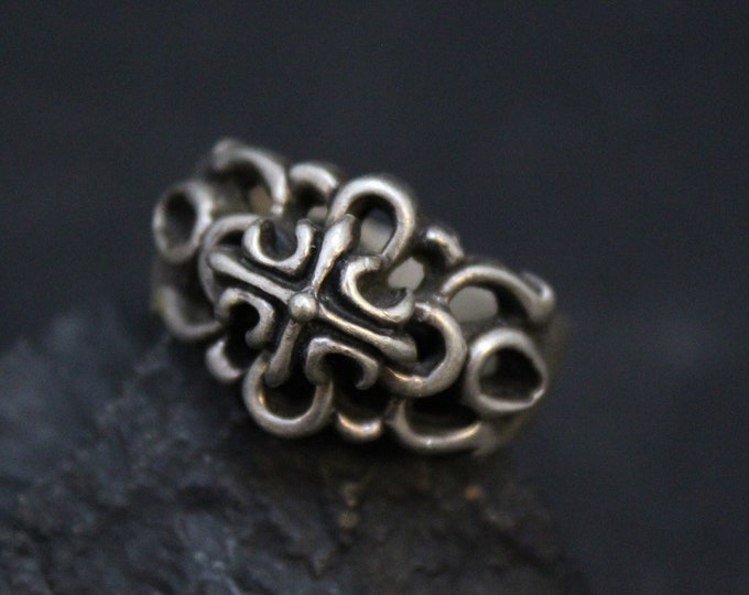 Sterling Silver Ornate High Relief Biker Ring, Sterling Celtic Jewelry, Sterling Biker RIng, Ornate Sterling Ring, Boho Sterling Ring