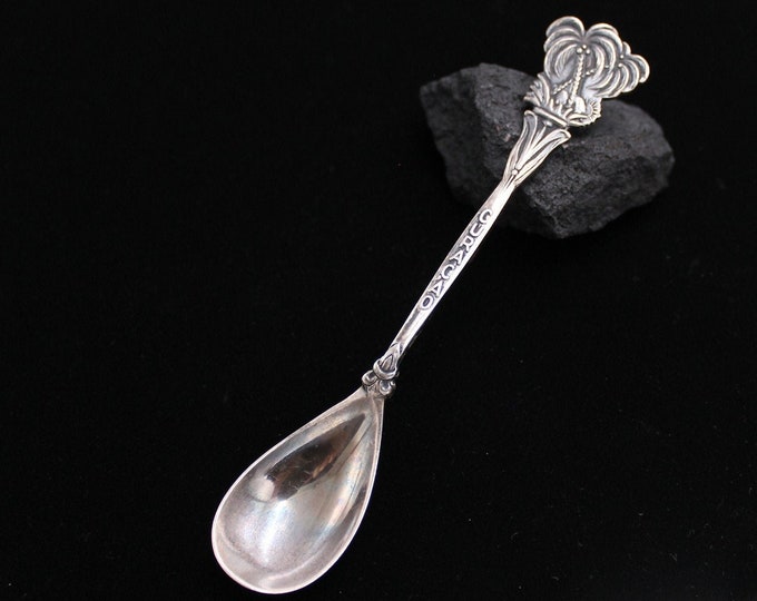 Curacao Silver Souvenir Spoon, Coin Silver Curacao Souvenir Spoon, Vintage Vacation Gift Spoon, Mini Silver Spoon 4.5 inches long