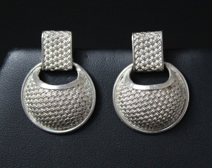 Early Sterling Silver John Hardy Basket Weave Dangle Earrings, Estate John Hardy Earrings, Hand Signed John Hardy, Basket Weave Earrings