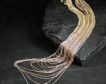 Vintage Dyadema Italian Sterling Silver Multistrand Necklace, VTG 925 ITALY Chic Two Tone Adjustable Length Necklace, 16.25 - 19 inches long