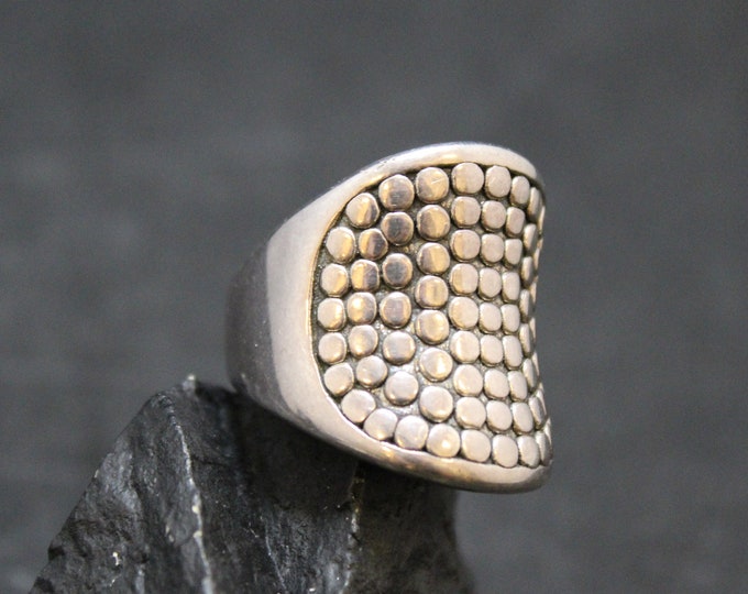 Textured Sterling Silver Wide Band Ring, Silver Wide Band Statement Ring