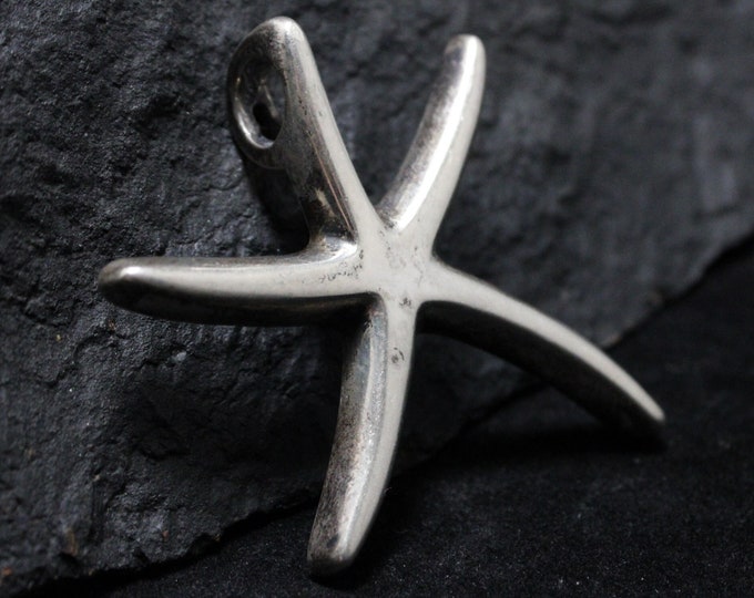 Vintage Sterling Silver Star Pendant, Silver Starfish Pendant, Vintage Star Jewelry, Vintage Celestial Jewelry
