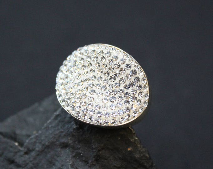 Sterling Silver Crystal Pave Diamond Ring, Sterling Silver Pave Ring, Austrian Crystal Ring, Austrian Crystal Jewelry, Sterling Bling Ring