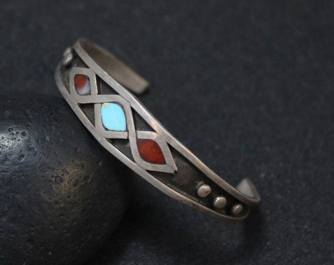 Sterling Silver Inlay Cuff Bracelet, Turquoise Inlay Cuff, Coral Inlay Cuff Bracelet, Sterling Silver Inlay Bracelet