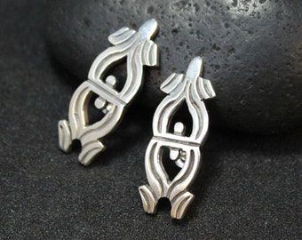 Sterling Silver Turtle Earrings, Sterling Turtle Earrings, Jewelry, Sterling Silver Taxco Earrings, Taxco Sterling Jewelry
