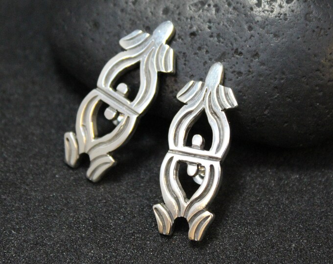 Sterling Silver Turtle Earrings, Sterling Turtle Earrings, Jewelry, Sterling Silver Taxco Earrings, Taxco Sterling Jewelry