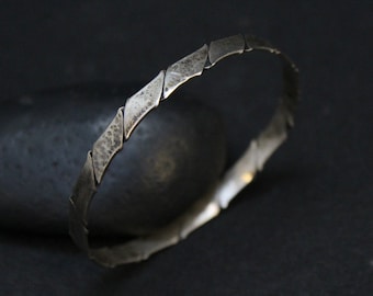 Sterling Silver Bamboo Bangle Bracelet, Bamboo Jewelry, Bamboo Pattern Bracelet, Sterling Bamboo Bracelet, Bamboo Pattern Jewelry