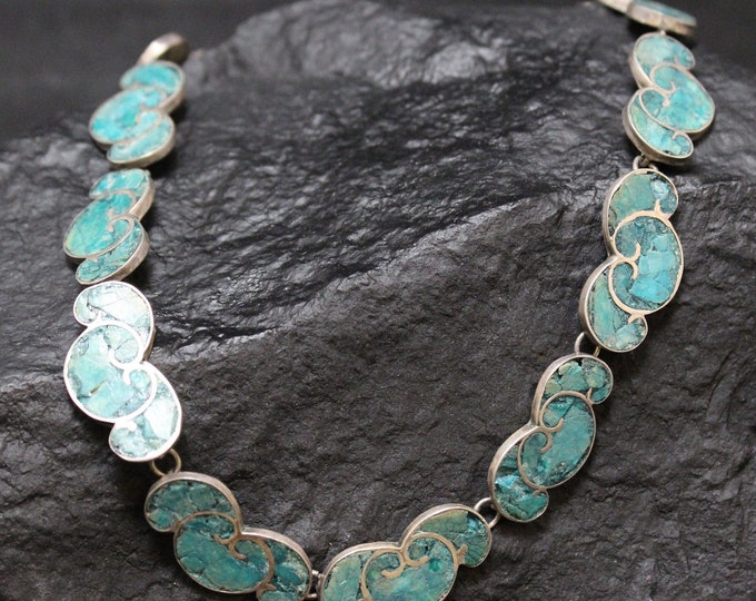 Sterling Silver Turquoise Inlay Necklace