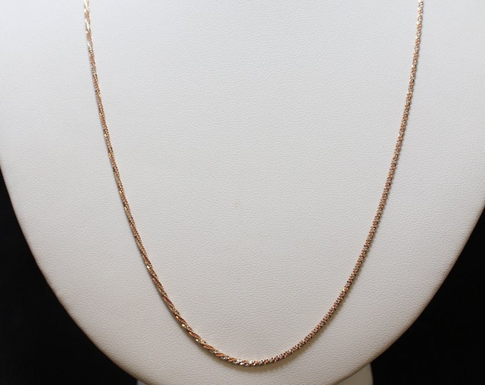 Two Tone Sterling Silver Braided Necklace, Rose and Silver Color Sterling Silver Necklace
