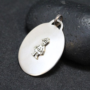 Sterling Oval Kid Boy Pendant, Mom Jewelry, Little Boy Necklace, Sterling Silver Son, Baby Shower Jewelry, Sterling Person Necklace