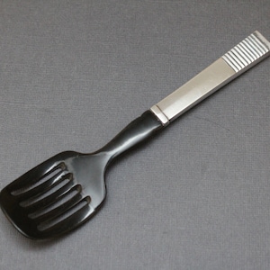 AS IS Extremely Rare Georg Jensen Sterling and Horn Parallel Herring Server, Georg Jensen Spatula, Sterling Georg Jensen Parallel Flatware
