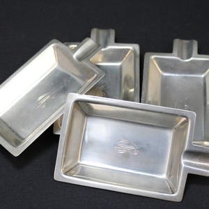 Set of 4 Sterling Silver Art Deco Ashtrays, Art Deco Sterling Ashtray, Mid Century Sterling, Mid Century Ashtray, C Monogram Sterling