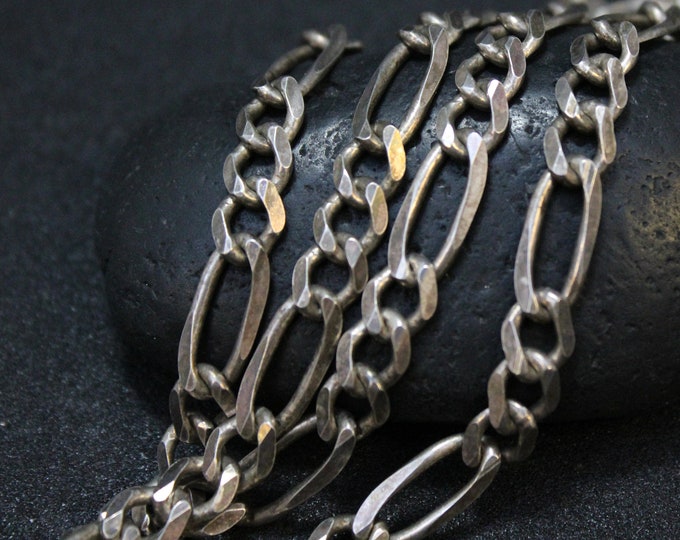 Sterling Silver Unisex 27 inch Figaro Link Chain, Sterling Silver Figaro Chain, Men's Sterling Silver Chain, Men's Silver Chain, Figaro Link