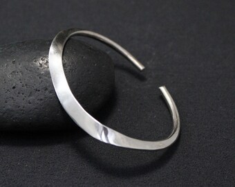 Sterling Silver Modernist Flattened Cuff Bracelet, Modern Sterling Silver Cuff, Minimalist Silver Cuff Bracelet, Modern Sterling Jewelry