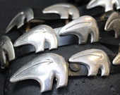 Large Sterling Silver and Leather Bear Concho Belt, Men 39 s Sterling Silver Belt, Native Sterling Belt, Sterling Silver Bear, Tribal Bear