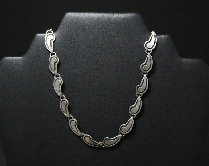 Unique Sterling Silver Mexican Link Necklace , Sterling Silver Link Necklace, Unique Sterling Link Necklcae, Overlay Link Necklace