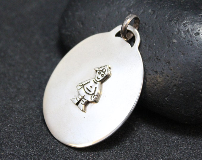 Sterling Oval Kid Boy Pendant, Mom Jewelry, Little Boy Necklace, Sterling Silver Son, Baby Shower Jewelry, Sterling Person Necklace