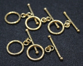 Set of 5 Sterling Silver Gold Overlay Two Piece Clasp, Gold Clasp, Thin Sterling Silver Clasp, Sterling Jewelry Making Clasp, Twisted Clasp