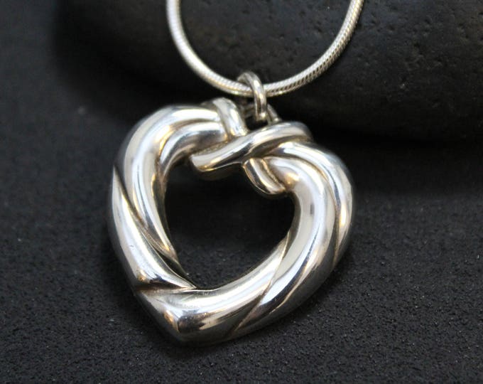 Sterling Silver Open Heart Necklace, Sterling Open Heart Pendant, Heart Jewelry, Valentine's Day Necklace, Valentine's Day Gift