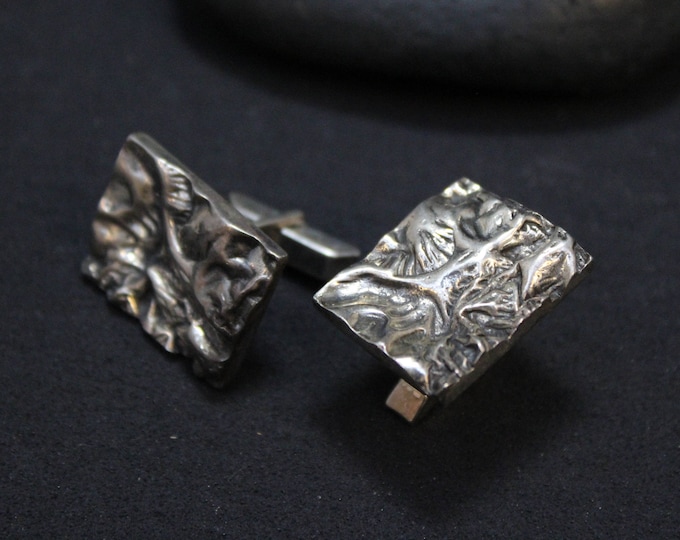 Fenwick and Sailors Sterling Silver Brutalist Cuff Links, Unique Sterling Cuff Links, Mid Century Sterling Silver Cuff Links, Retro Sterling