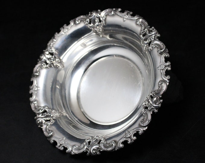 Rare Sterling Silver Wallace Grande Baroque Bon Bon Dish #4104, Sterling Wallace Grande Baroque Tableware, Wallace Grande Baroque Nut Bowl