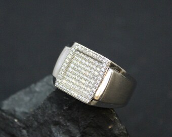 Sterling Silver Micropave Men's CZ Ring, Men's Sterling Silver Jewelry, Men's Statement Ring, Sterling Silver CZ Pave Men's Ring