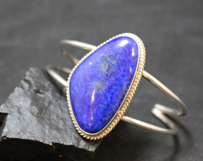 Excellent Quality Huge Lapis Lazuli Silver Cuff Bracelet by Black River Jewelry